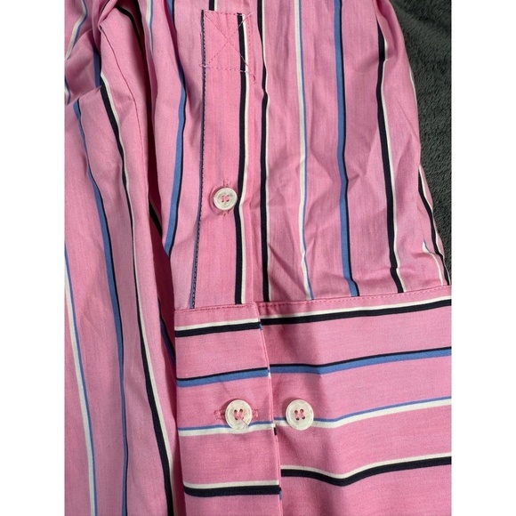 NWT Zara Womens XL Pink Striped Button Down Long Sleeve Layering Shirt - Picture 5 of 11